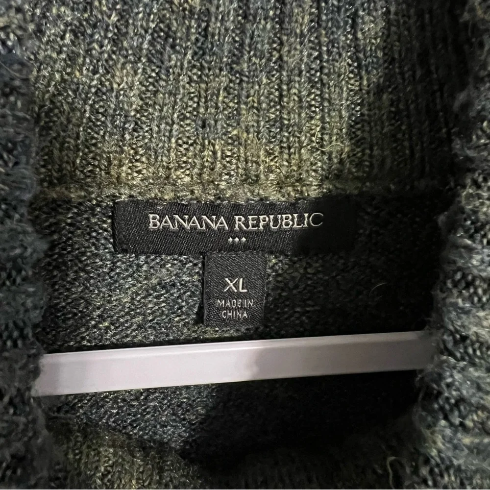 Banana Republic Green Gradient Button Mock Neck Wool Blend Sweater size XL